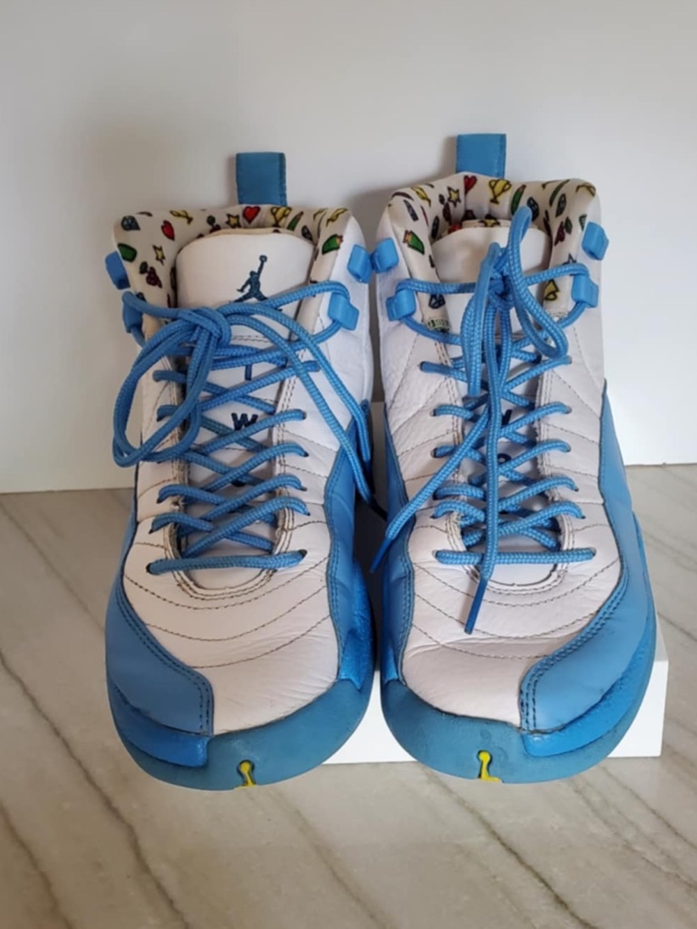 Nike Air Jordan 12 Retro DQ4365-114 Blue White GS Shoes Size 6Y 'Emoji' - Picture 5 of 12